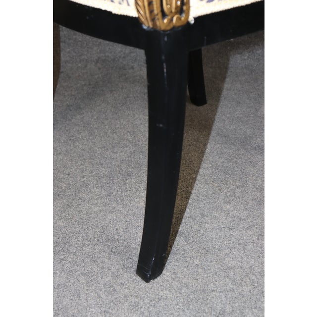 1960's Set 8 Regency Style Dolphin Head Ebonized & Gold Accent Armchairs For Sale - Image 12 of 16