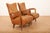 Set of Vintage Armchairs in Brown Leather, 1950s, in Good conditions. Designed 1950 to 1959