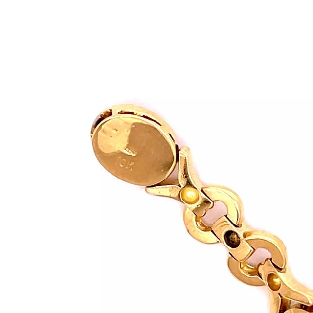 Gold Diamond & Ruby Bracelet 18k Yellow Gold 10mm Wide Fancy Link For Sale - Image 8 of 8