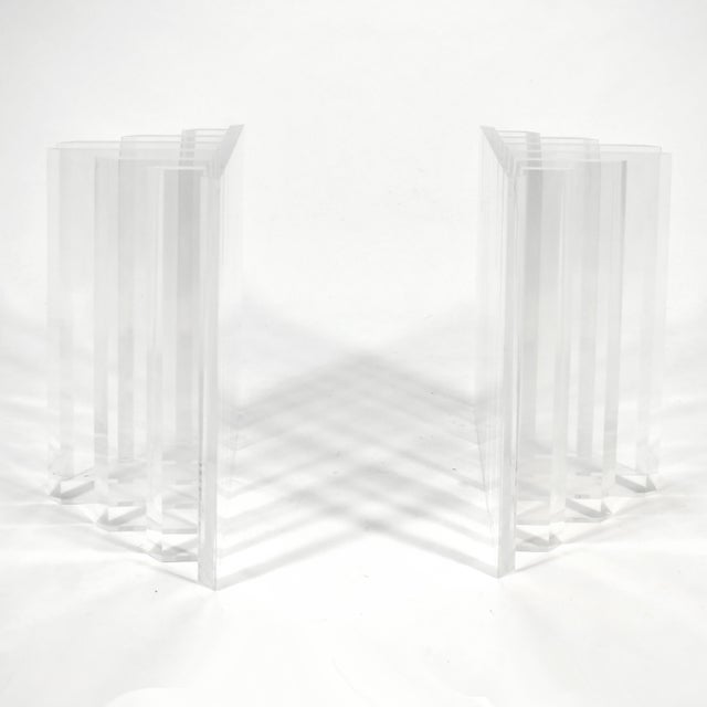 Plastic John Mascheroni Lucite Table Bases For Sale - Image 7 of 8