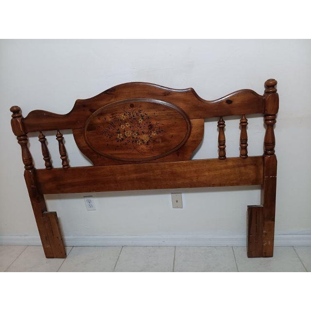 Traditional Full Queen Headboard Wood Dark Tone Colonial Style For Sale - Image 3 of 6