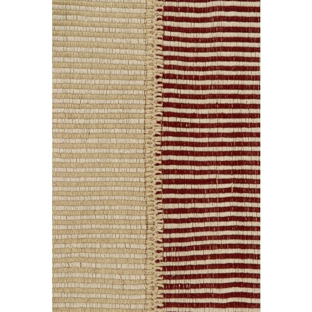 Rug & Kilim’s Contemporary Kilim in Red and Beige Textural Stripes For Sale In New York - Image 6 of 7