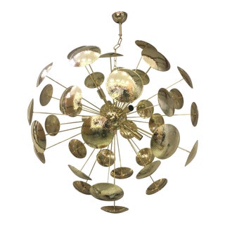 Mid-Century Gold Metal Frame Sputnik Chandelier For Sale