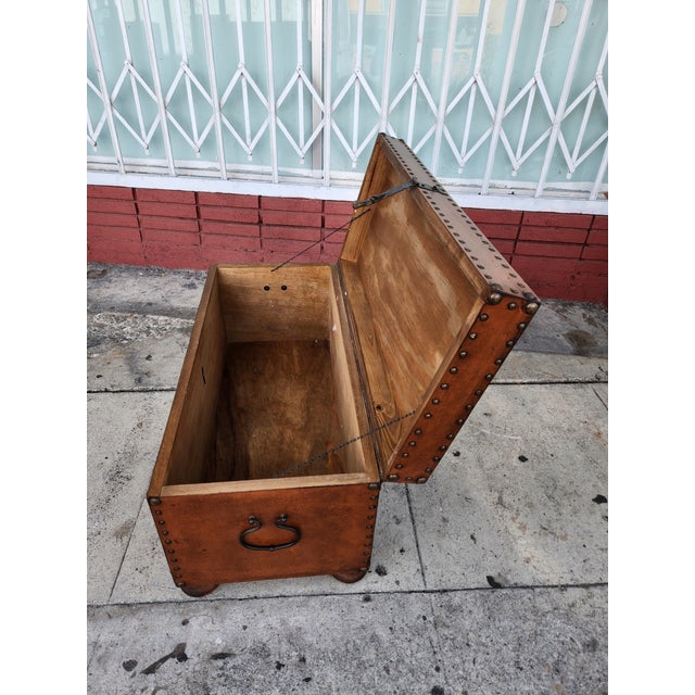 Chocolate Vintage Leather Trunk Box For Sale - Image 8 of 12