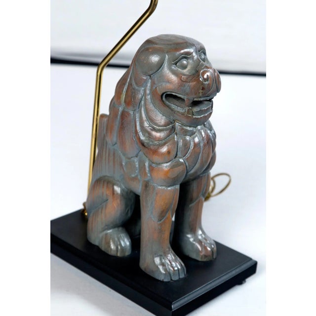 Carved Wood Foo Dog Lamps by Sarreid - a Pair For Sale - Image 9 of 11