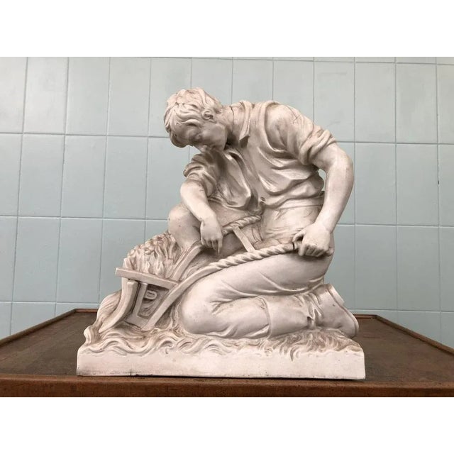 Decorative Enamelled Plaster Sculpture of a Farmer, 1930s For Sale - Image 10 of 11