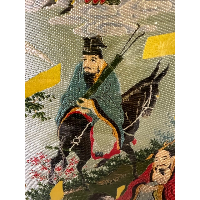 Textile Vintage Asian Embroidery Art of the Eight Immortals Celebrating Longevity For Sale - Image 7 of 11