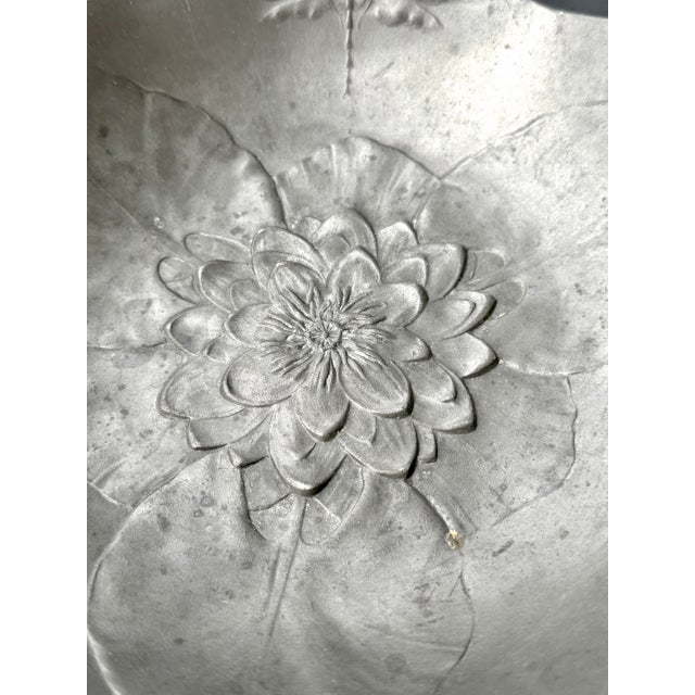 Late 19th Century Signed Kayserzinn and Designed by Hugo Leven Art Nouveau Era Pewter Center Bowl. For Sale - Image 5 of 9