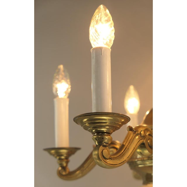 Brass Chandelier with 6 Candles, Budapest, 1930s For Sale - Image 6 of 13