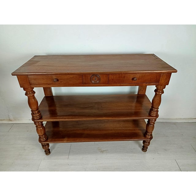 Walnut Etagère Console Table For Sale - Image 4 of 18
