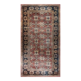 Red Rust Background Color With Herati Design Antique Persian Tabriz Haji Jalili Rug For Sale