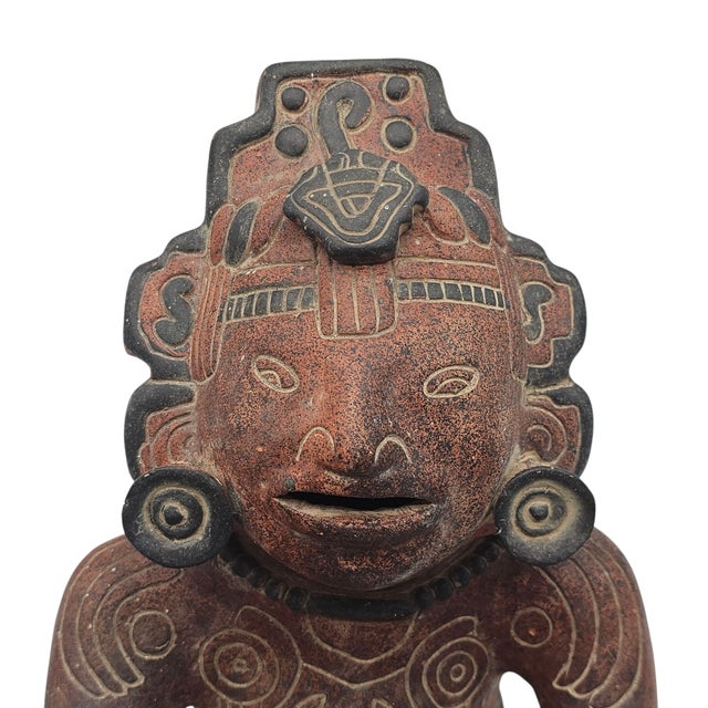 Red Large Pre Columbian Style Figural Pottery Sculpture 14" For Sale - Image 8 of 13