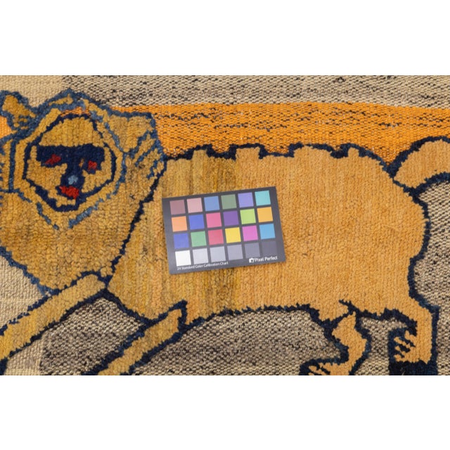 Yellow Antique Handwoven Gabbeh Palas Textile Art For Sale - Image 8 of 11