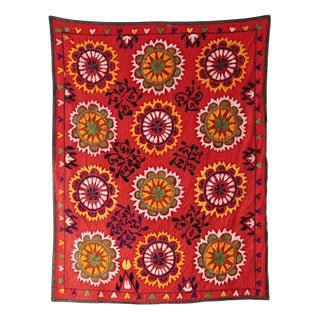 Vintage Hand Embroidered Suzani Wall Hanging, 1920s For Sale