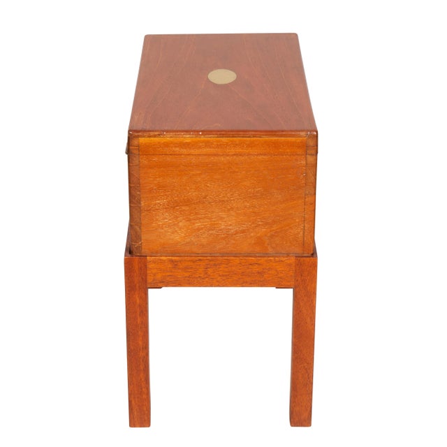British Campaign Style Mahogany and Brass Game Box on Base For Sale In Boston - Image 6 of 12