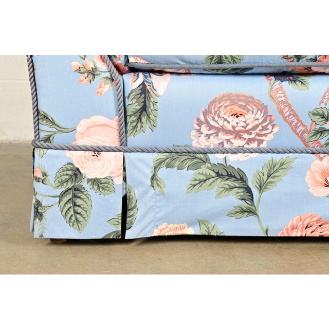 Baker Furniture English Traditional Floral Upholstered Roll Arm Camelback Sofa For Sale - Image 10 of 15