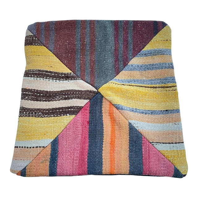 Quartered Kilim Pillow With Stripes For Sale