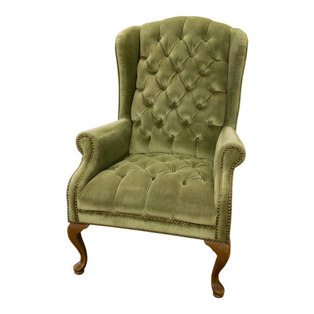 Royal Irish Shamrock Green Wingback Velveteen Chair Chairish