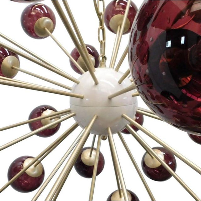 21st Century Nova Satin Brass Amethyst Bubbles Murano Sputnik Chandelier by Fabio LTD For Sale - Image 6 of 7