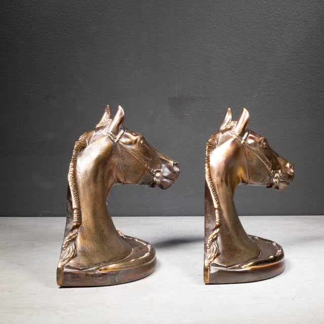 Industrial Bronze Plated Horse Head Bookends by Gladys Brown for Dodge Inc.1946 For Sale - Image 3 of 6