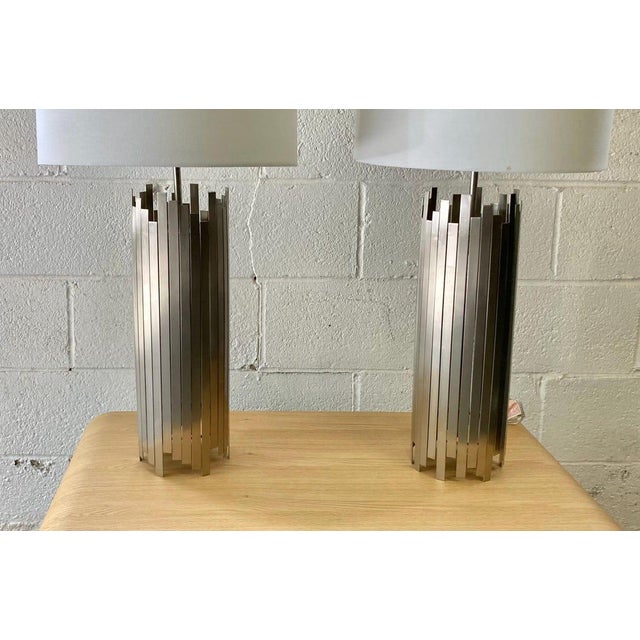 Vintage Modern Metal Brutalist Table Lamps in the Style of Paul Mayen For Sale In New York - Image 6 of 10