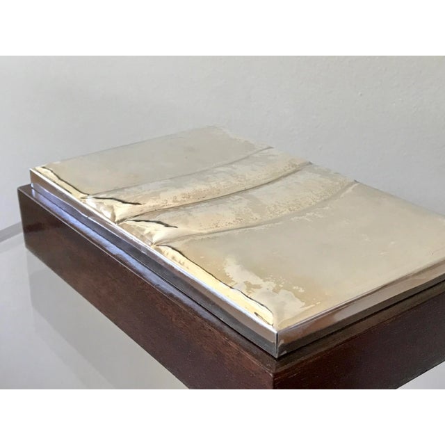 Mid Century Italian Silver Plate and Satin Wood Box For Sale - Image 11 of 13