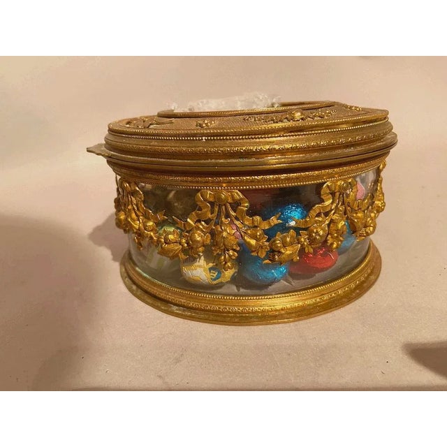 Bronze Dore Bronze With Cut Crystal Box / Casket With Signed Miniature. 1860-1880 For Sale - Image 8 of 12