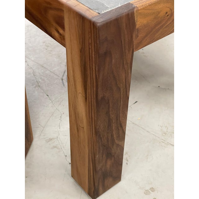 Gray Custom Walnut and Slate Tables For Sale - Image 8 of 12