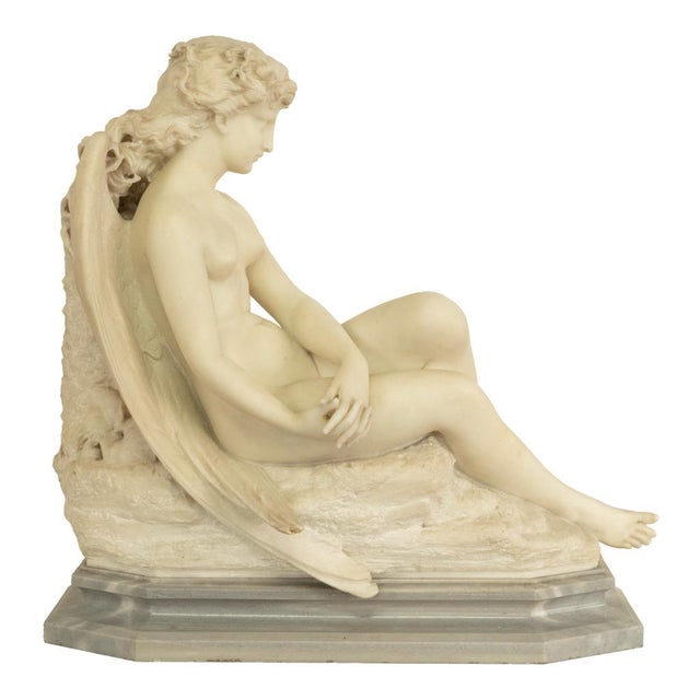 Antique Large Italian Grand Tour Carrara Marble Carved Statue Sculpture "Psyche" by Oreste Ferrari, 1880 For Sale - Image 12 of 13