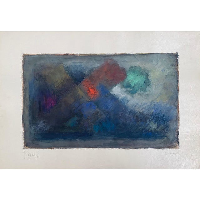 Moses Bagel Bahelfer, Polish French Judaica Watercolor Gouache Painting Original Bauhaus Yiddish Art, 1988 For Sale - Image 4 of 8