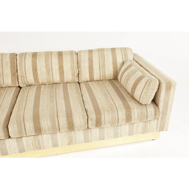 Milo Baughman Style Mid Century Brass Base Sofa For Sale - Image 9 of 10