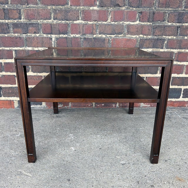 Edward Wormley Edward Wormley for Dunbar Mid-Century Modern Mahogany Side Table With Lower Shelf For Sale - Image 4 of 9