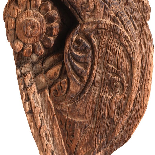 South india, mid to late 20th century a striking hand-carved wooden yali from south india, mid to late 20th century. This...