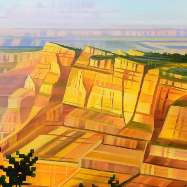 Contemporary Golden Canyon by Michelle Condrat | Oil on panel Landscape with canyon and trees. For Sale - Image 3 of 5