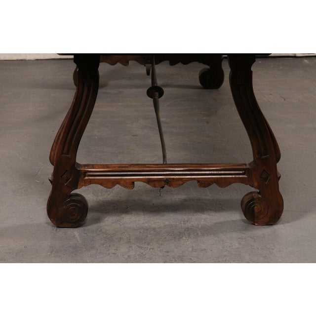 Mid 20th Century Mid 20th Century Spanish Walnut Trestle-Leg Table For Sale - Image 5 of 11