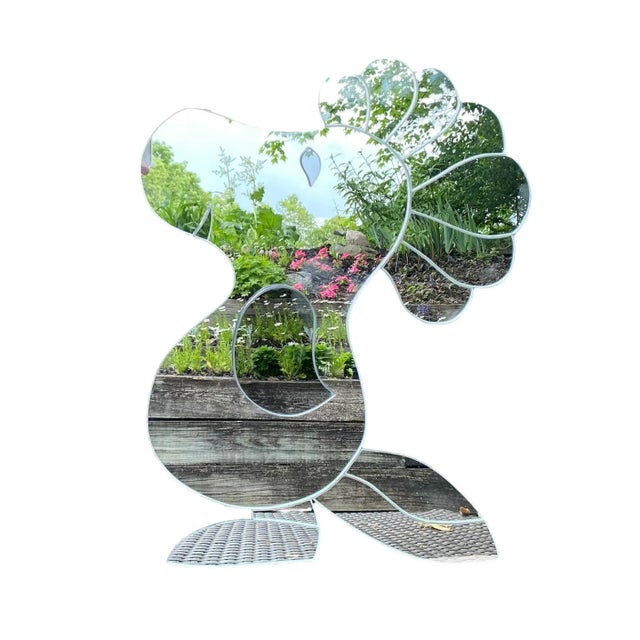 Silver Vintage 1970s Art Deco Style Peanuts Woodstock Wall Mirror For Sale - Image 8 of 8