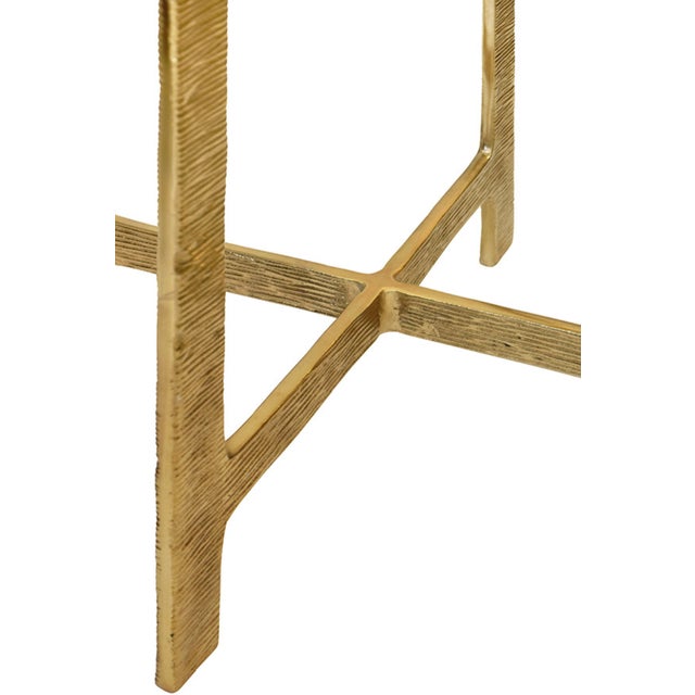 2020s Matthew Izzo Home Ricky Round Hammered Brass Side Table With Thick Poured Glass Top For Sale - Image 5 of 8