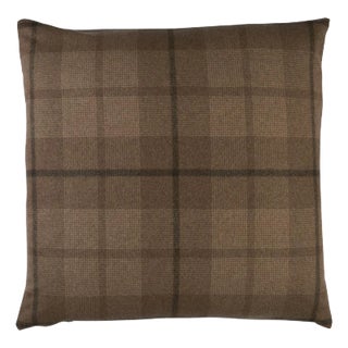 Schumacher Montana Wool Plaid 22" Pillow In Buckskin For Sale