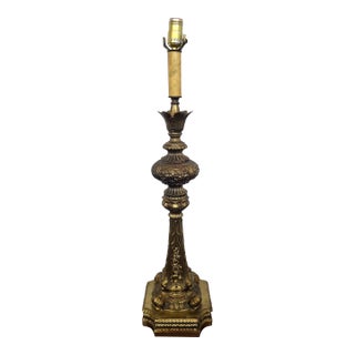 1950s Mid-Century Rococo Revival Solid Brass Table Lamp For Sale
