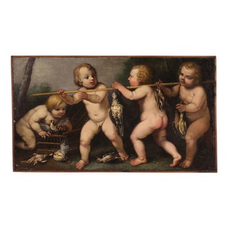 Rudolphine School Artist, Cherub Games, 1670, Oil on Canvas For Sale