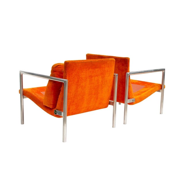 Pair of Aluminum Frame Lounge Chairs by Founders in the Manner of Harvey Probber For Sale - Image 6 of 12