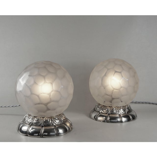 1920s French Art Deco Table Lamp by Genet Et Michon 1930 France - A Pair For Sale - Image 5 of 9