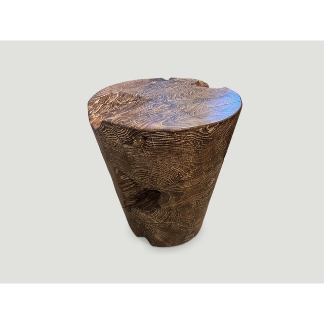 2010s Andrianna Shamaris Single Charred Teak Side Table For Sale - Image 5 of 6
