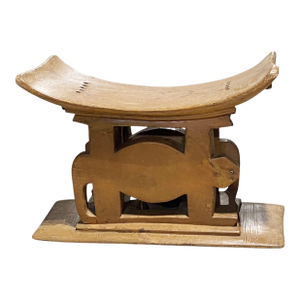 Rare Vintage Ashanti Carved Wood Porcupine Stool 21" W by 14" H Ghana