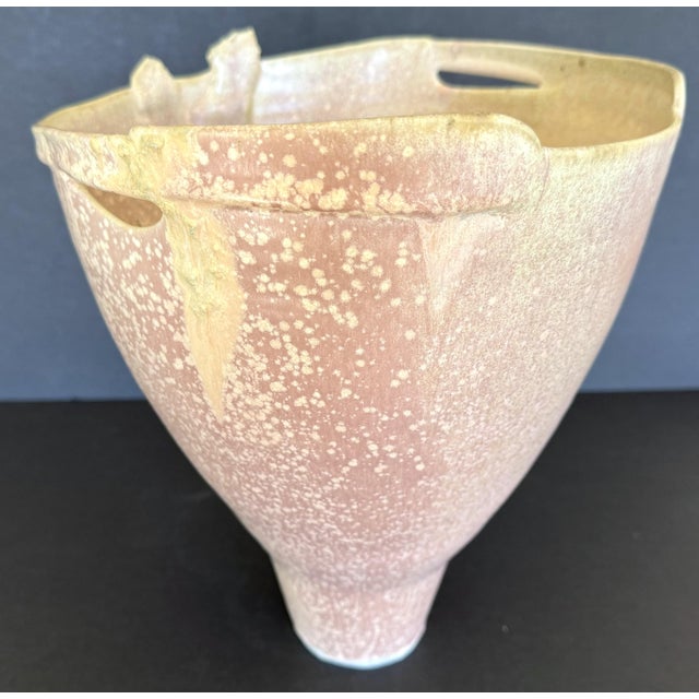Pink Sally Bowen Prange Signed Edge-Scape Porcelain Vessel With Pink Crystalline Glaze 10.5" For Sale - Image 8 of 14