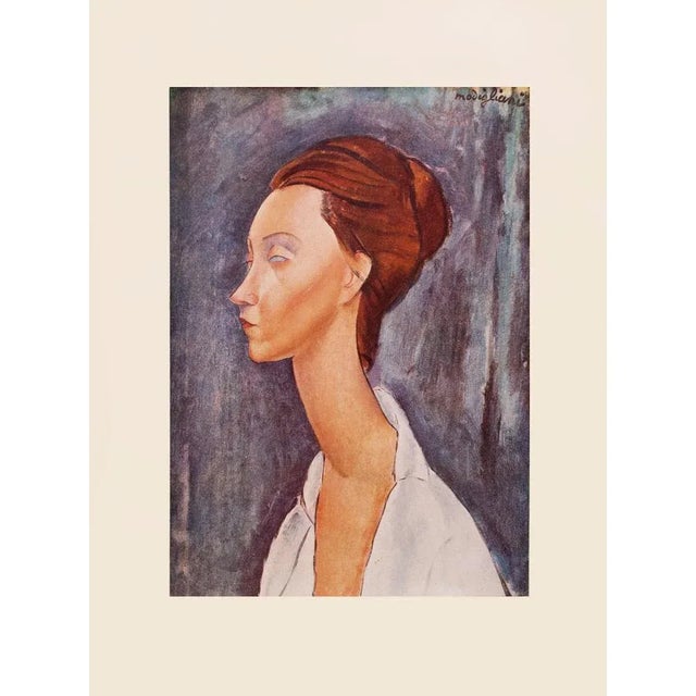 A stunning vintage First Edition full-color print after Portrait of Lunia Czechowska (1919) by Amedeo Modigliani. Comes...