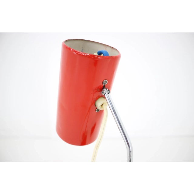 Metal Vintage Red Table Lamp from Lidokov, 1960s For Sale - Image 7 of 12