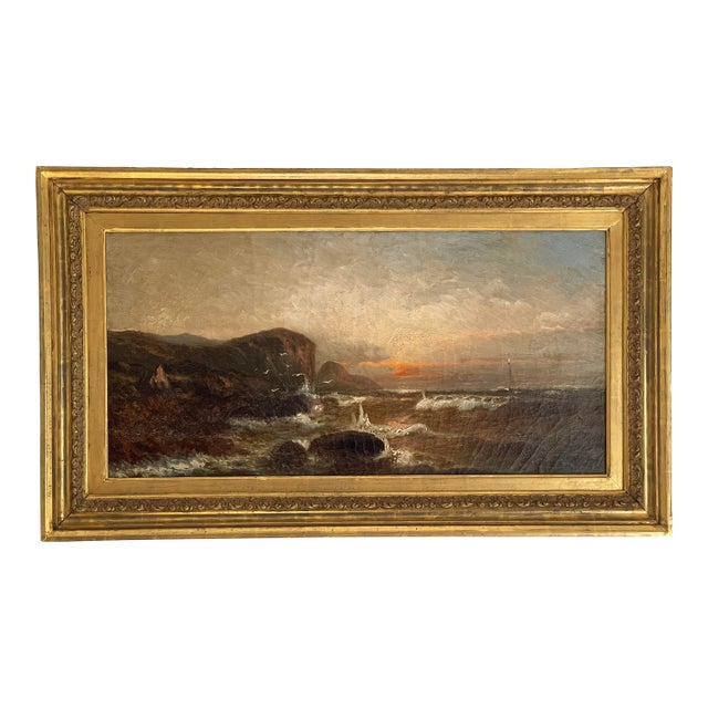 Sunset at Sea With Ship by k.e. Felix For Sale