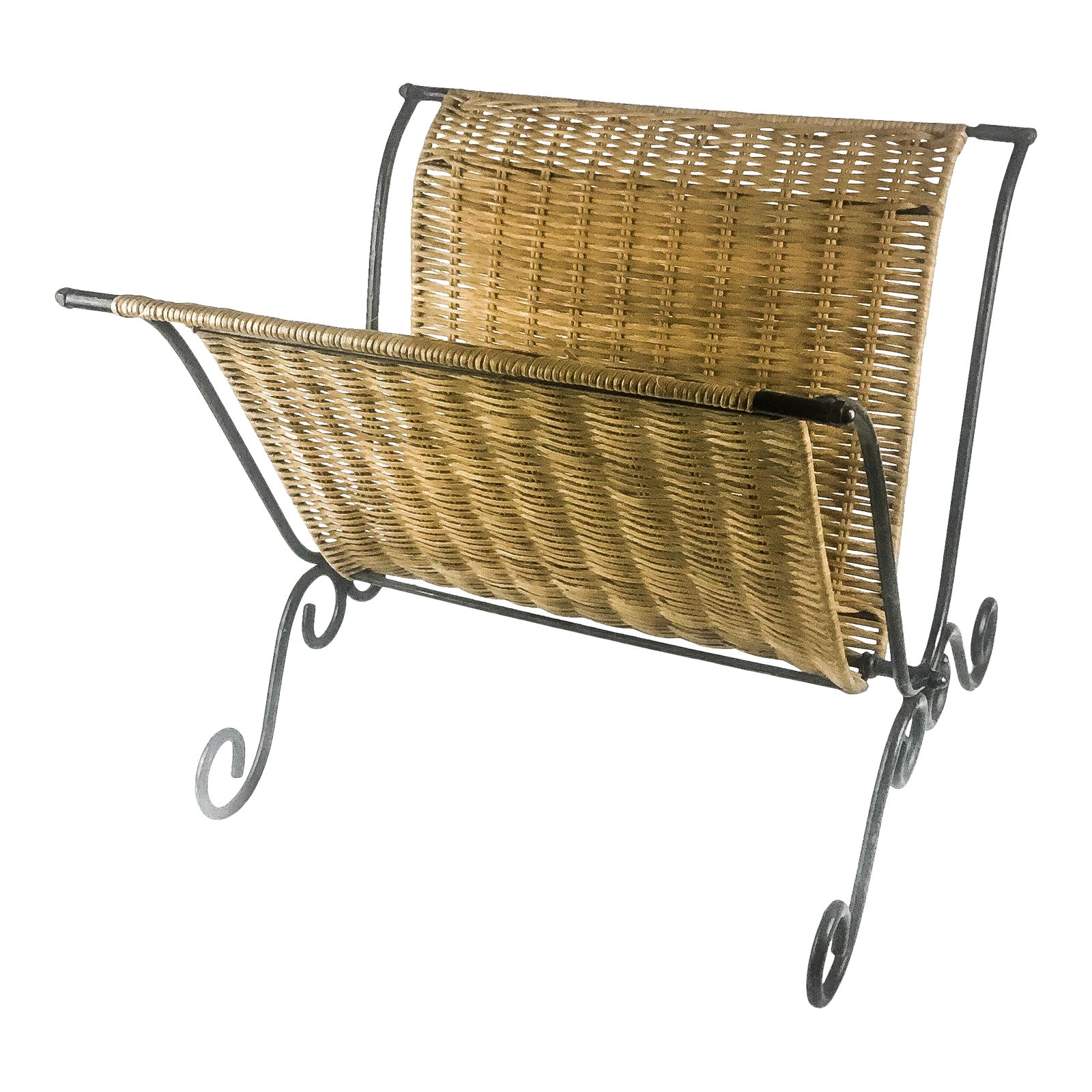 MCM Rattan Wicker Steel Magazine Rack Chairish