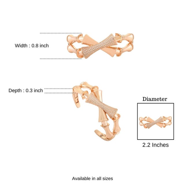 Retro 925 Sterling Silver Cz Stackable Cuff Bracelet in Rose Gold For Sale - Image 13 of 15